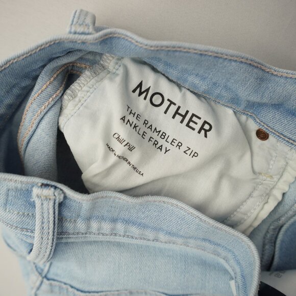Mother The Rambler Zip Ankle Fray Wide Leg Jeans In Chill Pill Size 26 - Picture 11 of 15